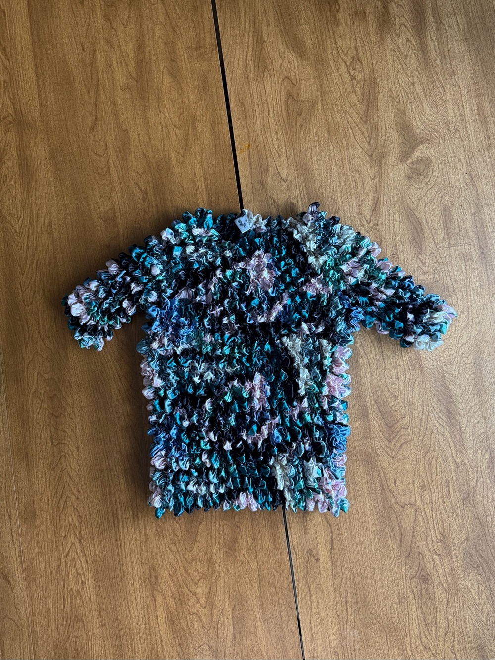 Y2K Popcorn Bubble Top Crinkle Stretch Abstract Swirl - Picture 9 of 11
